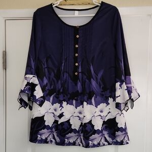 Elegant Purple and White Floral Blouse